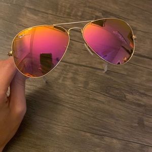 Pink/Orange/Yellow and Gold Aviator RayBans Polarized